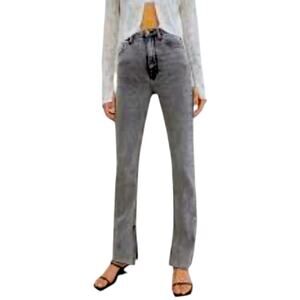 Zara High Rise Straight/Split Leg Jeans, Acid Wash Charcoal, Casual, Weekend, 6
